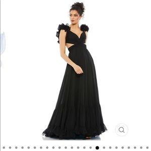 Mac Duggal 67911 Black Ruffle Lace Up Back Gown 6